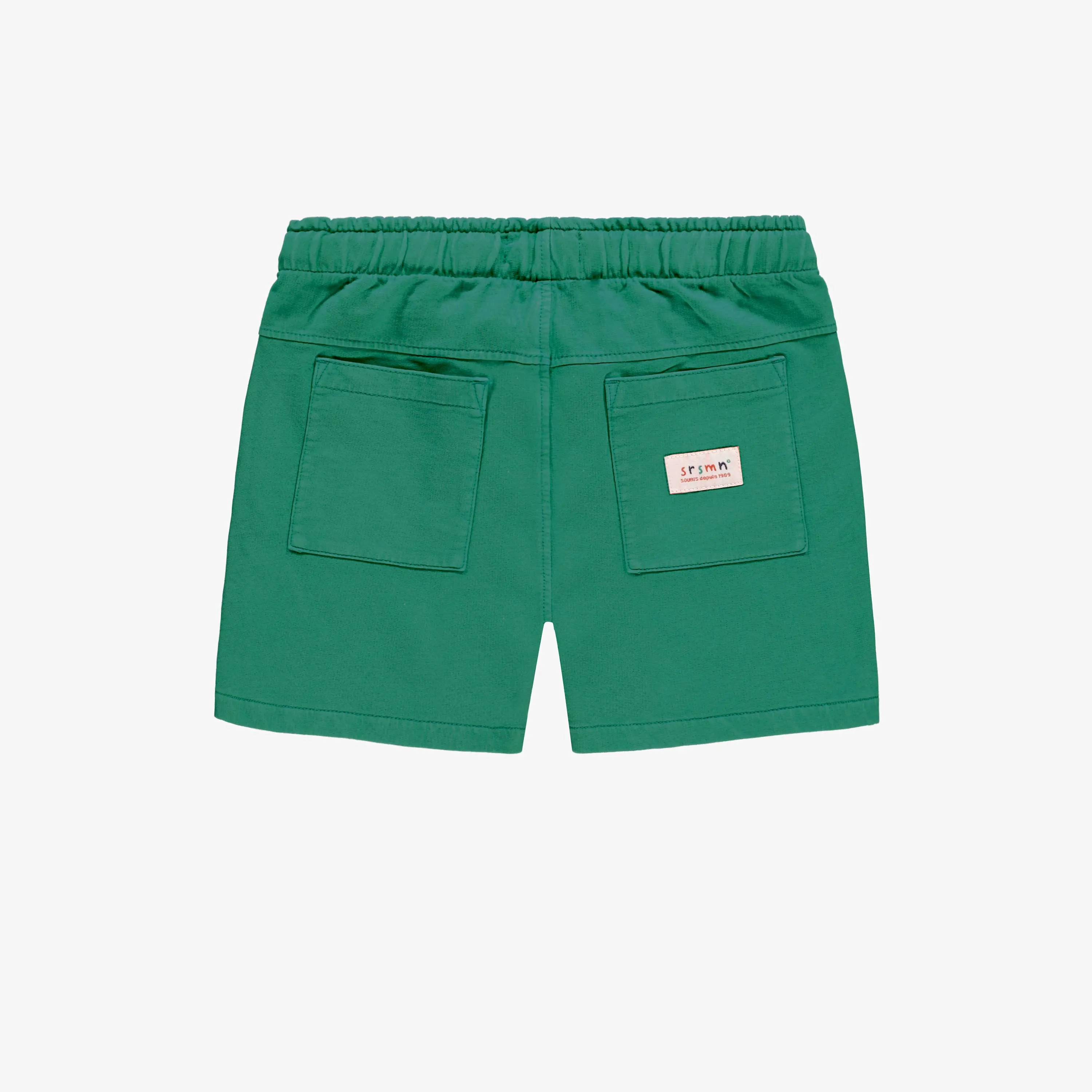 Short coupe décontractée vert en coton français, enfant  || Green relaxed-fit shorts in french cotton, child