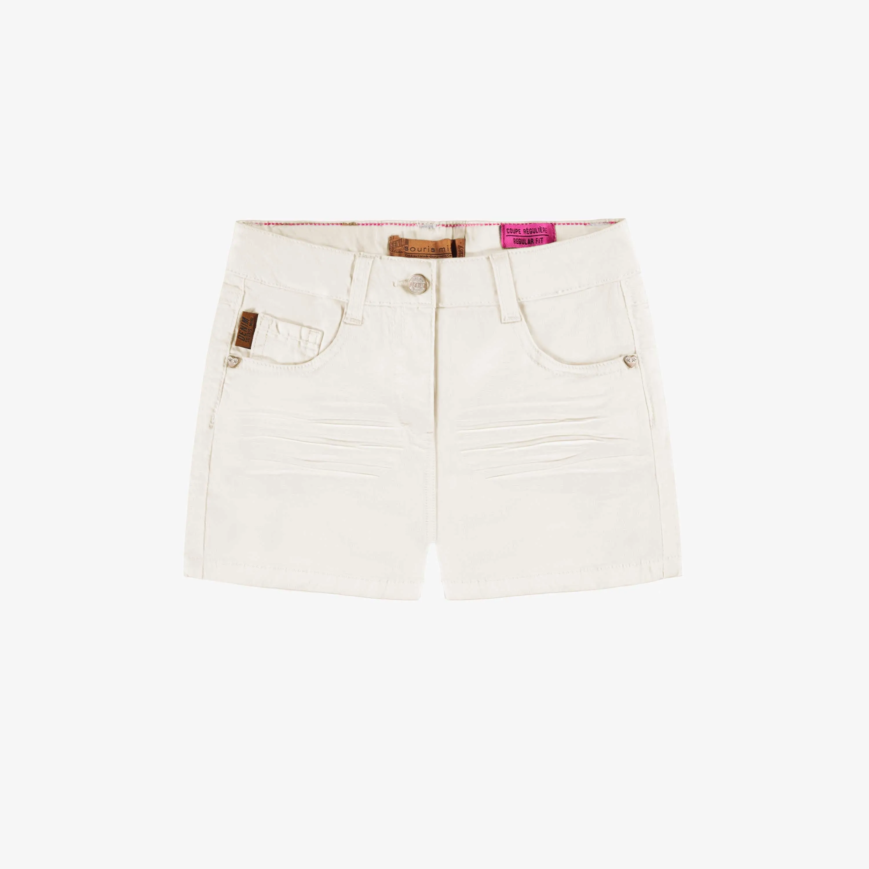 Short crème en denim, enfant || Cream denim shorts, child