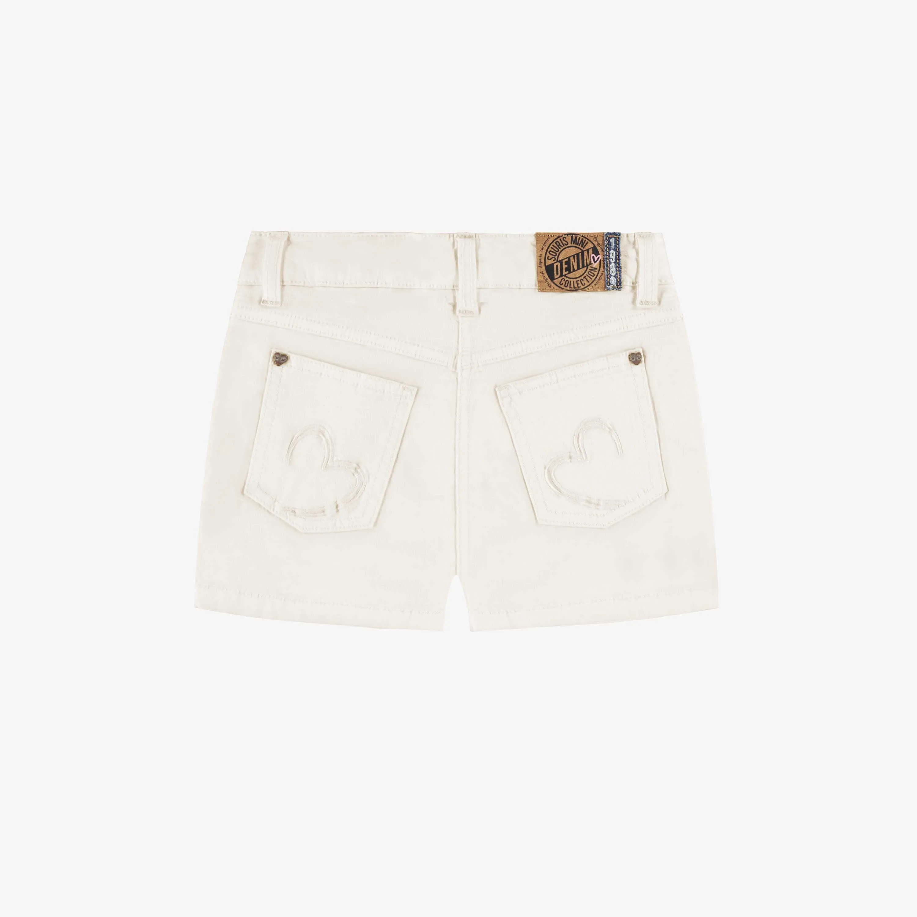 Short crème en denim, enfant || Cream denim shorts, child
