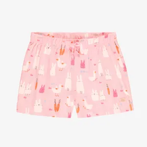 Short de pyjama rose à motifs de Pâques, adulte || Pink pajama shorts with Easter all over print, adult