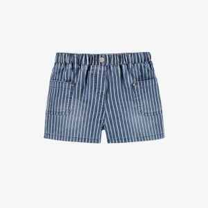 Short en denim bleu à rayures, enfant || Blue striped denim shorts, child