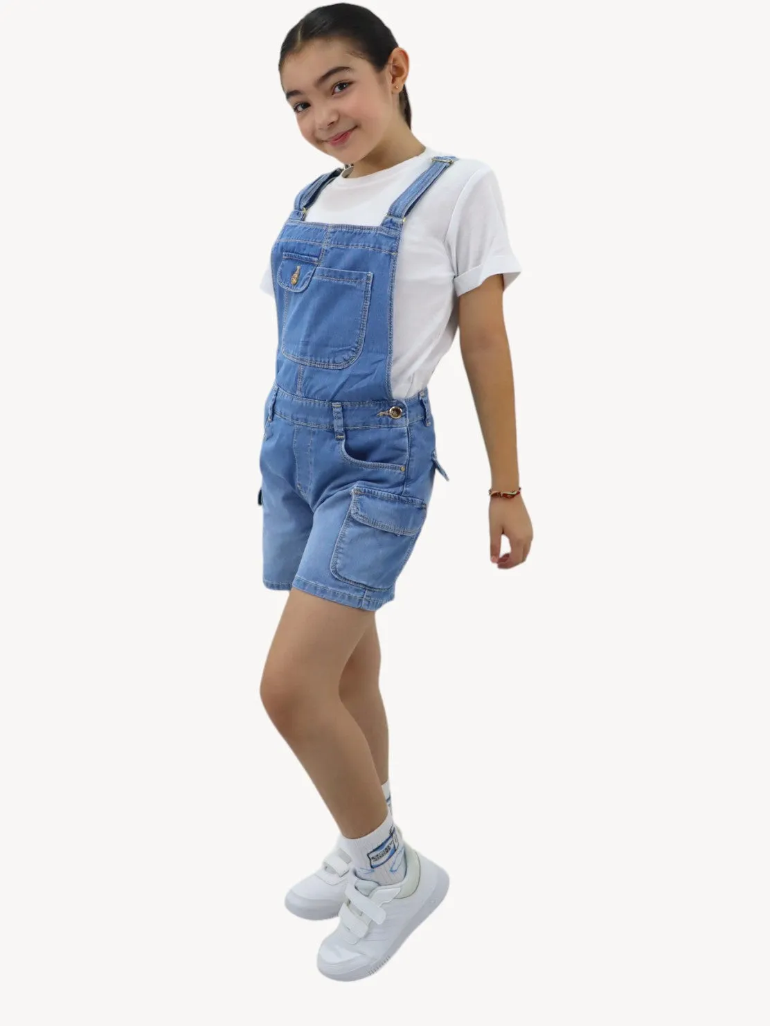 Short peto cargo de color azul medio