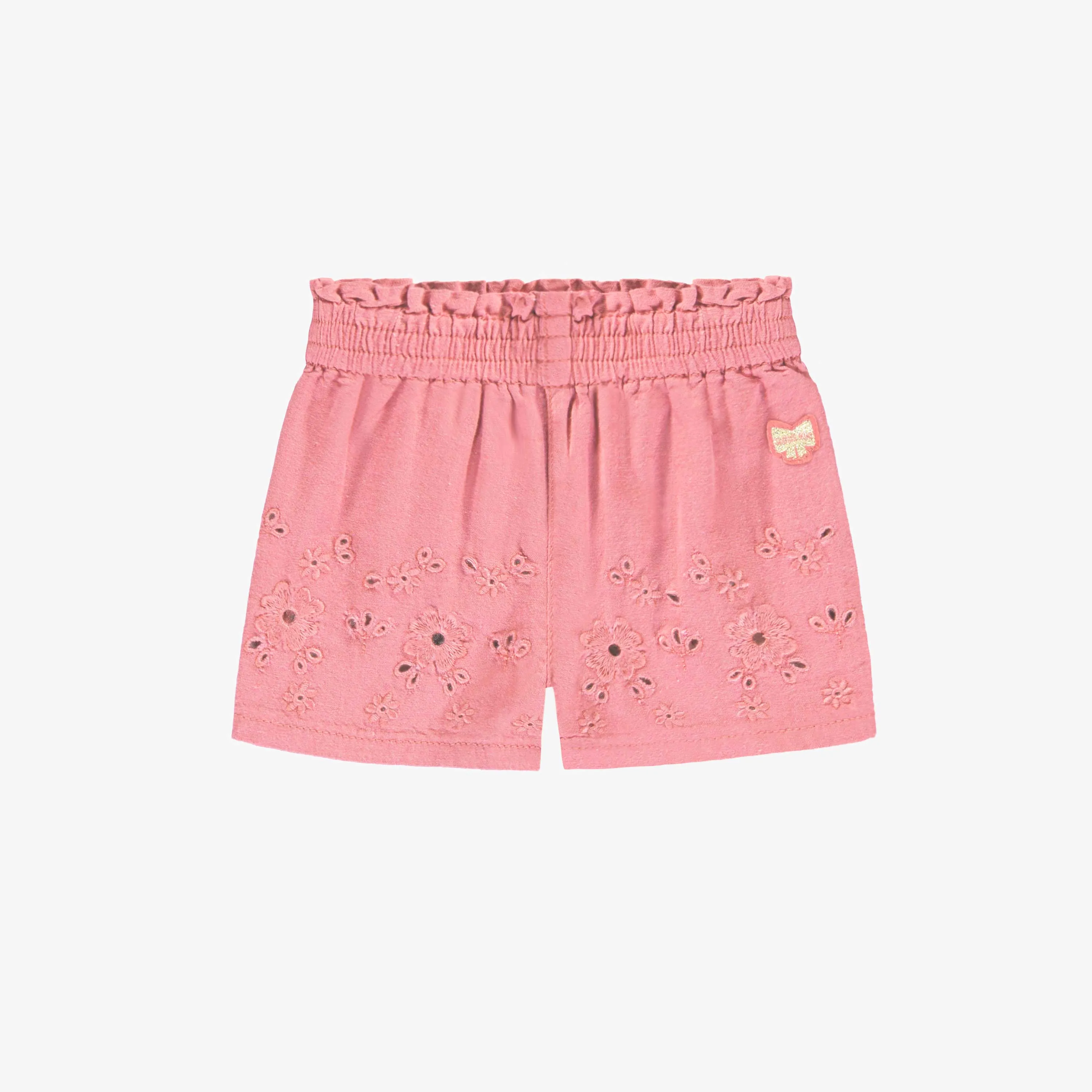 Short rose avec broderie anglaise, bébé || Pink shorts with broderie anglaise, baby
