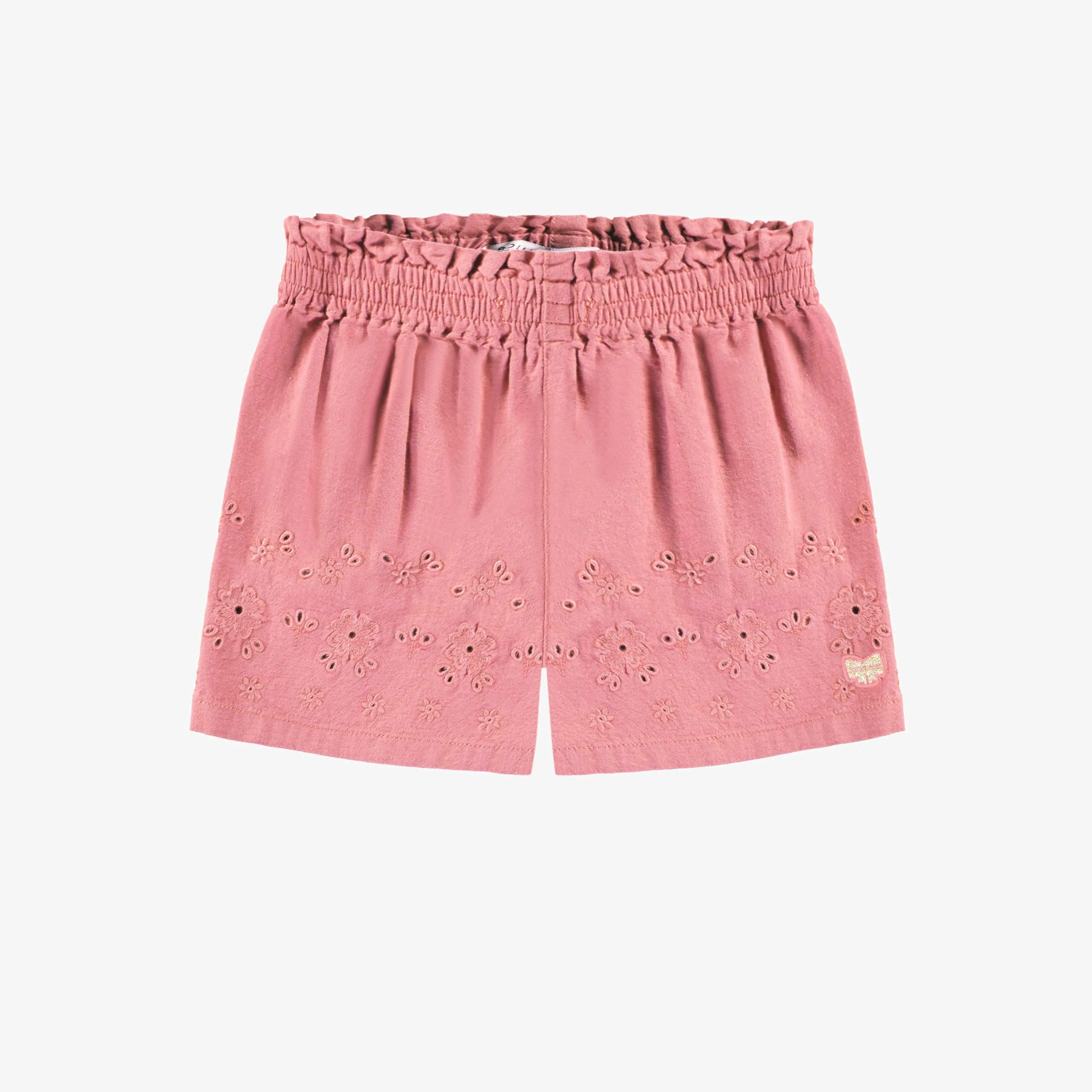 Short rose avec broderie anglaise, enfant || Pink short with broderie anglaise, child