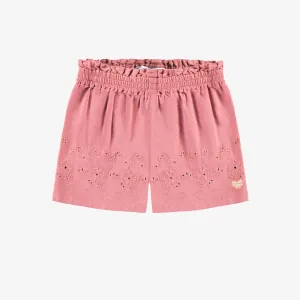 Short rose avec broderie anglaise, enfant || Pink short with broderie anglaise, child