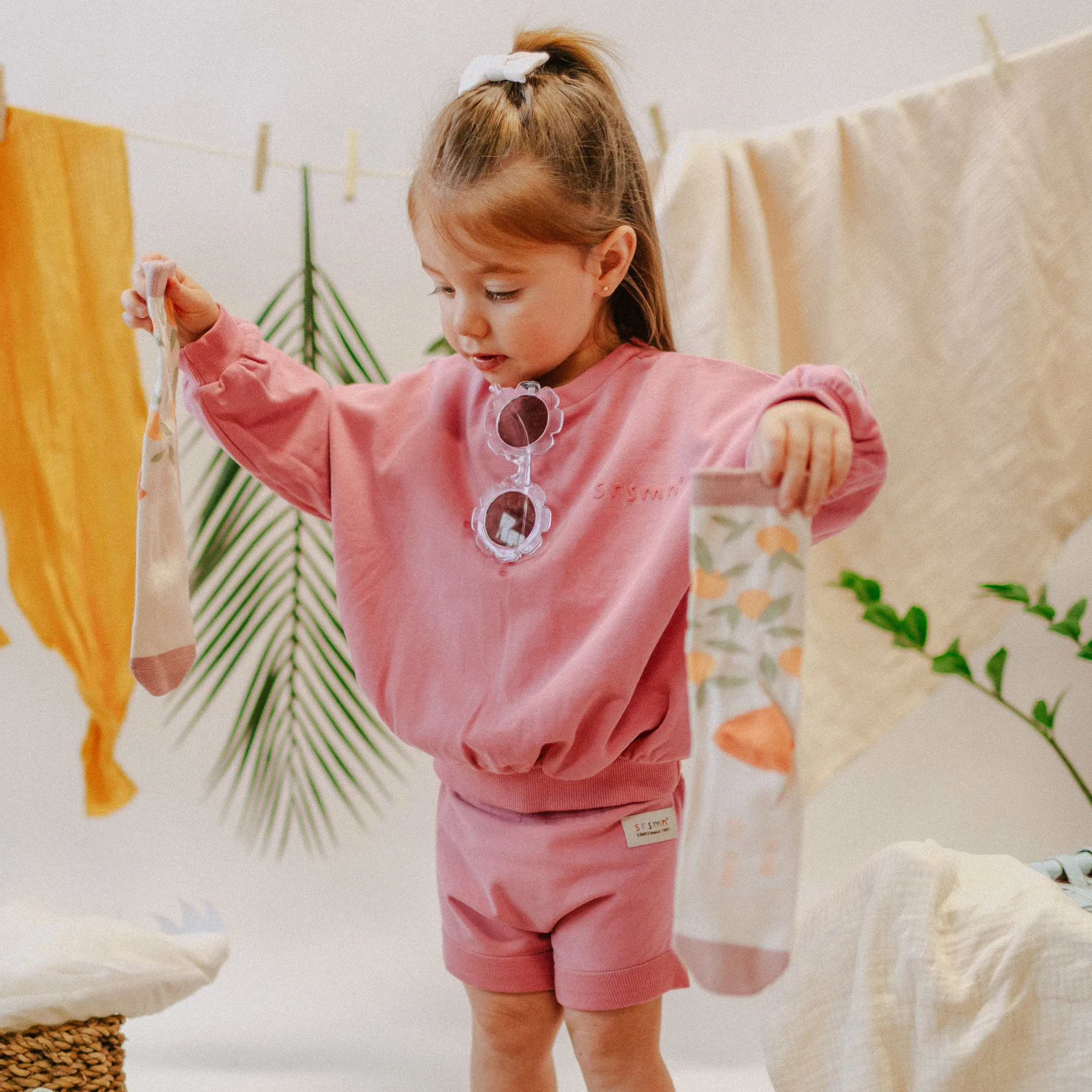 Short rose court en coton, bébé || Short pink shorts in cotton, baby