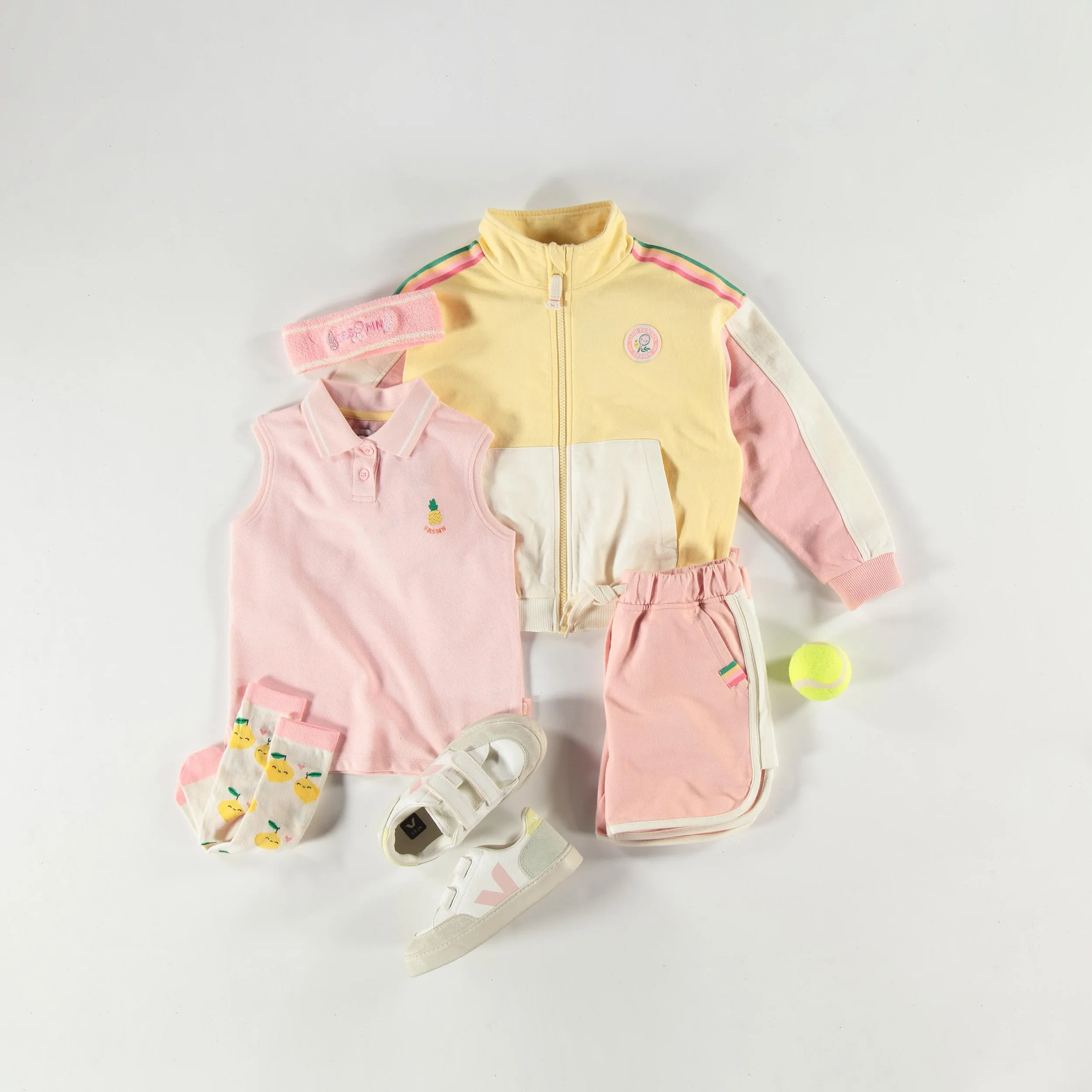 Short rose en coton français au look sportif, enfant || Sporty pink shorts in French terry, child