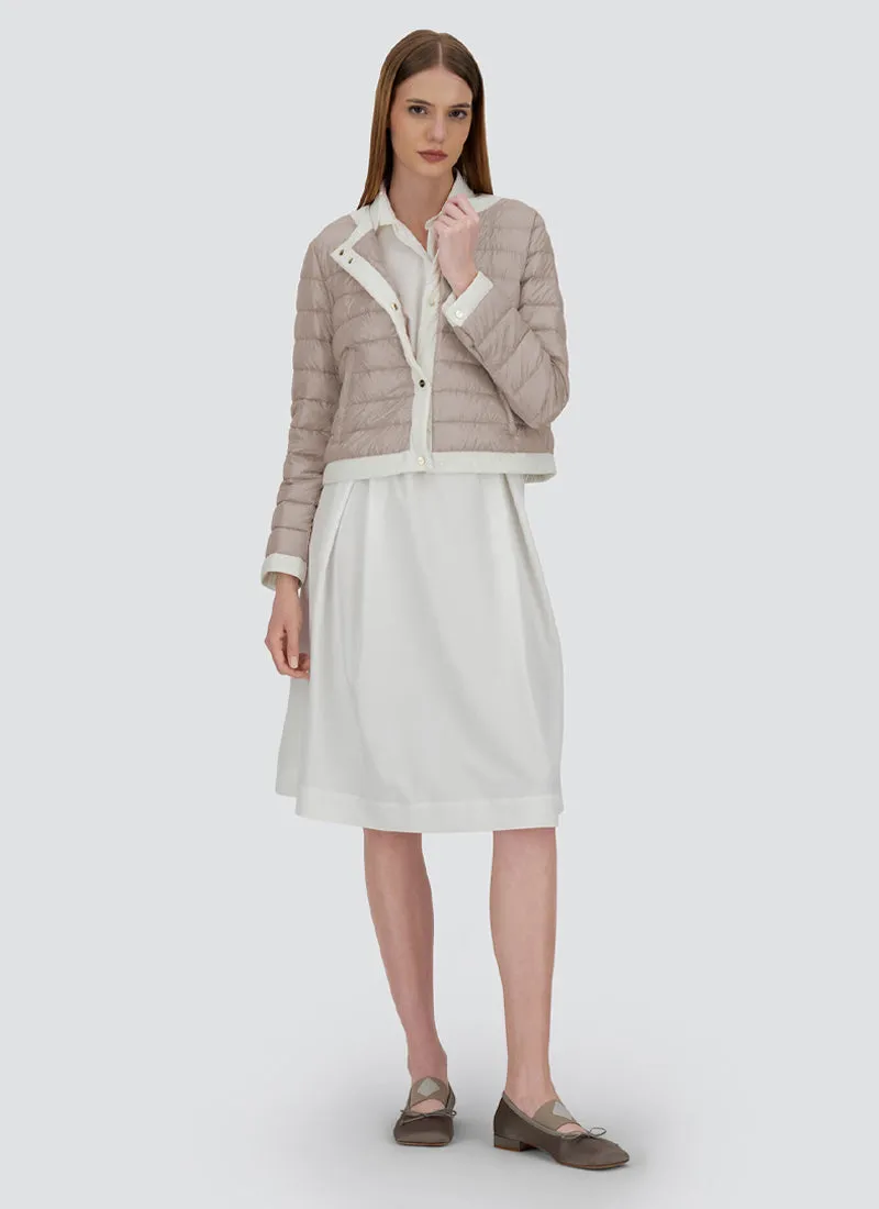 Short Shiny Nylon Matt Trim Jacket