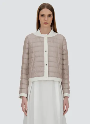 Short Shiny Nylon Matt Trim Jacket