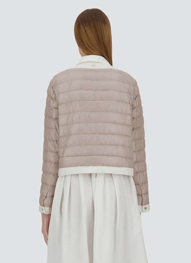 Short Shiny Nylon Matt Trim Jacket