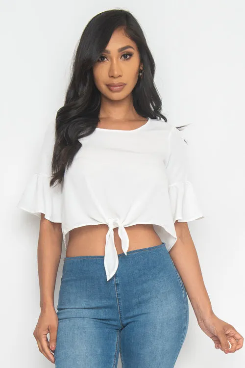 Short Sleeve Round Neck Solid Top  (ET1623)