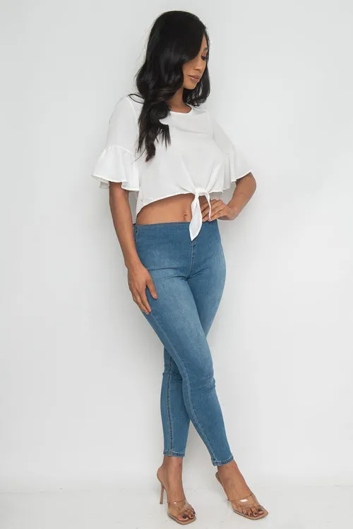 Short Sleeve Round Neck Solid Top  (ET1623)