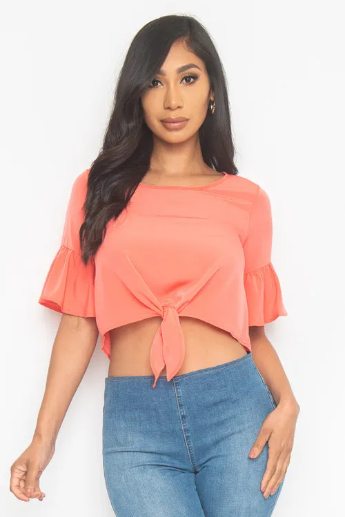 Short Sleeve Round Neck Solid Top  (ET1623)