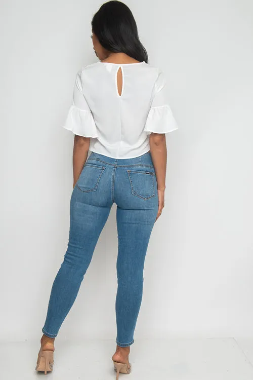 Short Sleeve Round Neck Solid Top  (ET1623)
