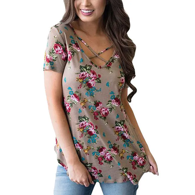 Short Sleeve V-Neck Printed Shirt