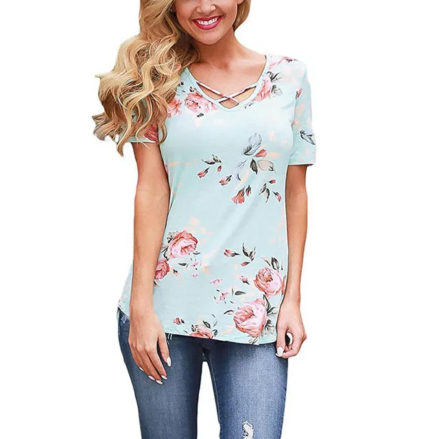 Short Sleeve V-Neck Printed Shirt
