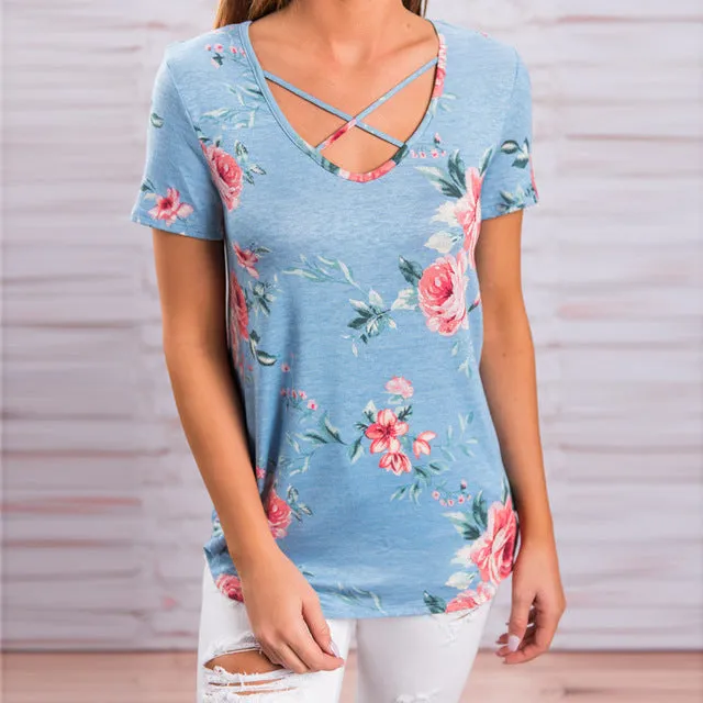 Short Sleeve V-Neck Printed Shirt