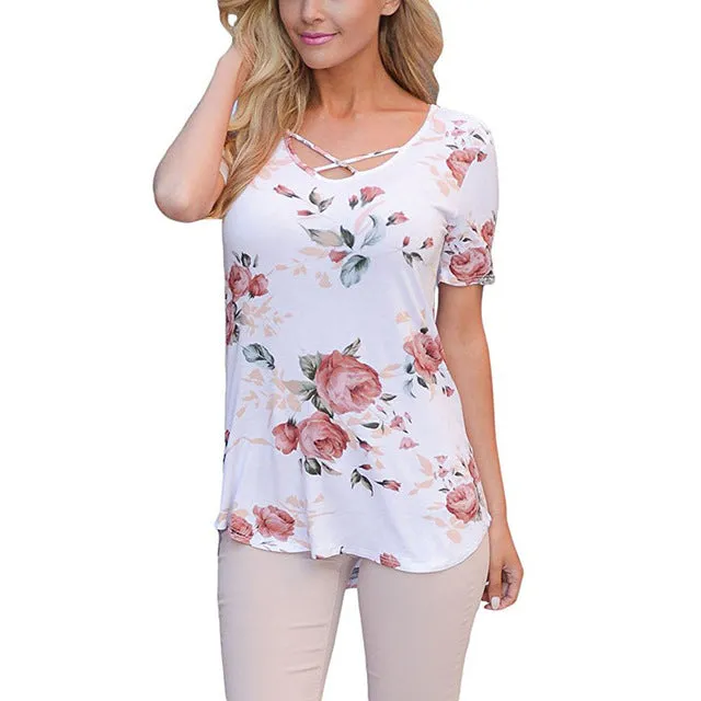 Short Sleeve V-Neck Printed Shirt