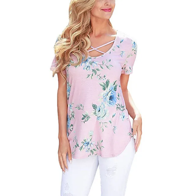Short Sleeve V-Neck Printed Shirt