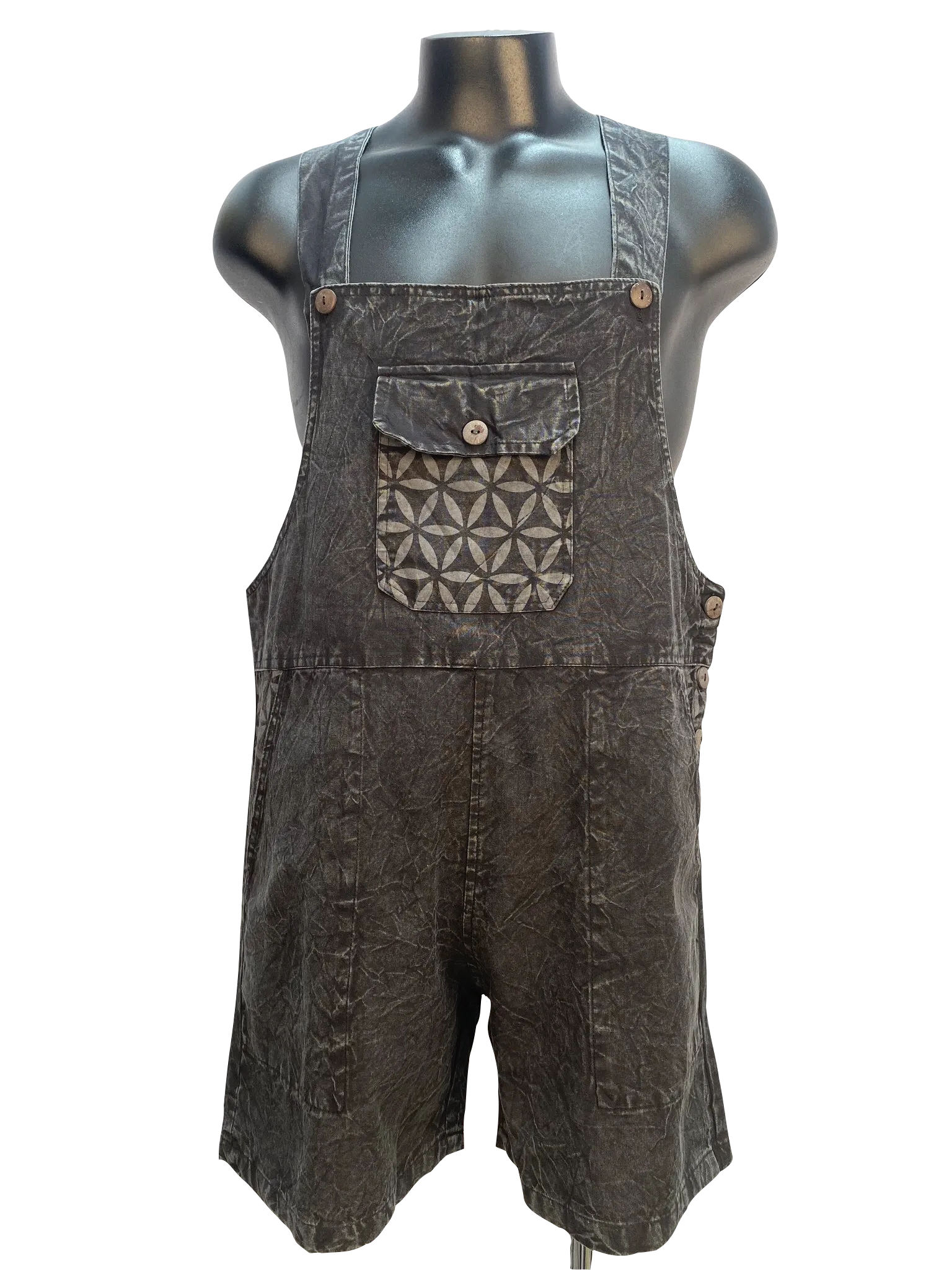 Short Stonewashed cotton overalls