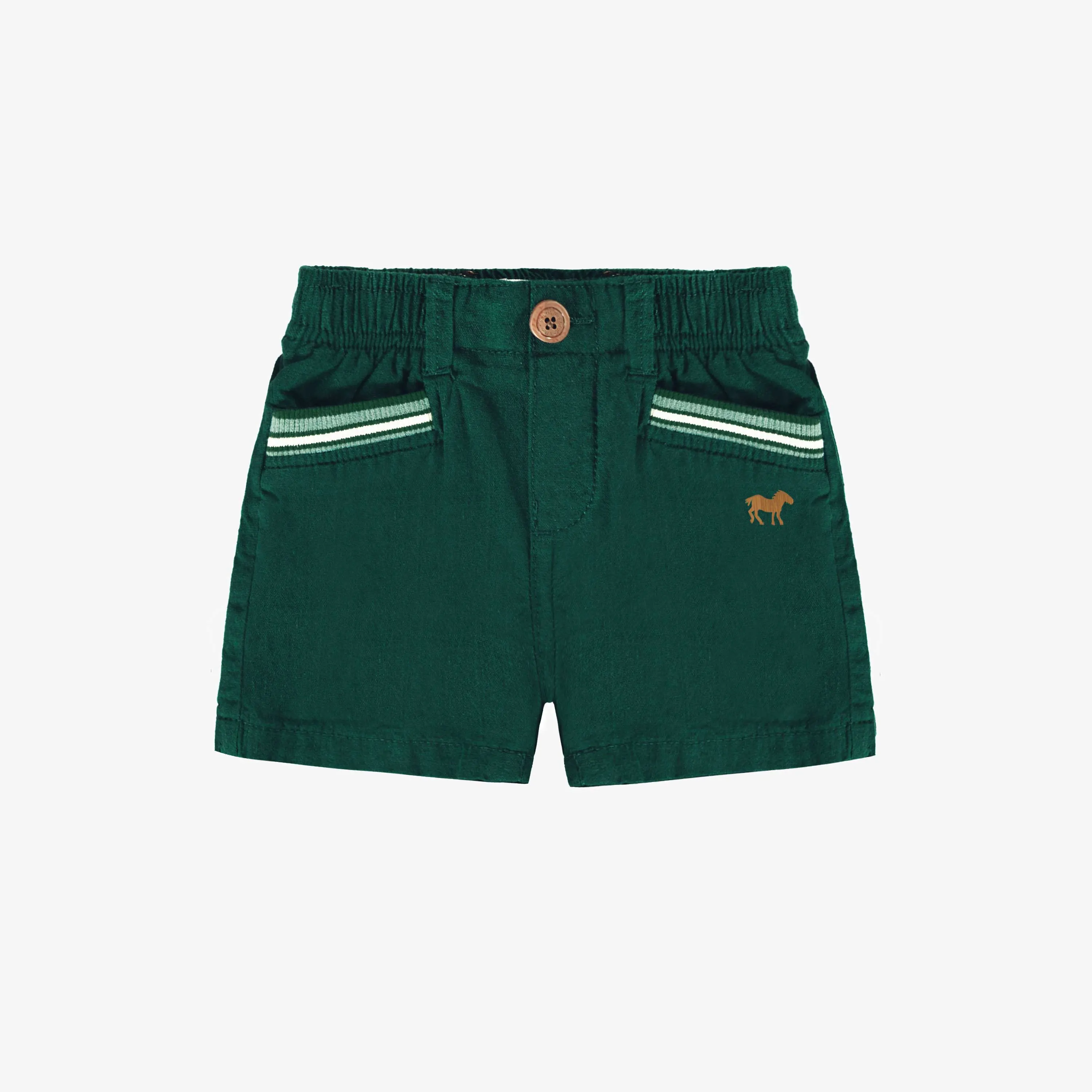 Short vert en lin et coton, bébé || Green shorts in linen and cotton, baby