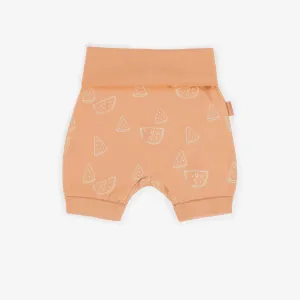 Short évolutif orange avec clémentines en jersey extensible, bébé || Orange evolutive shorts with clementine in stretch jersey, baby