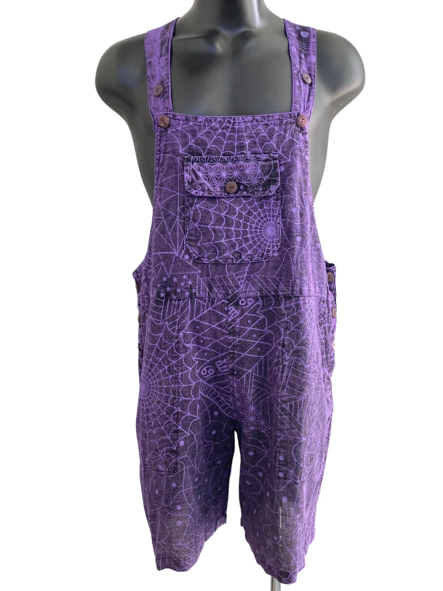 Short Zodiac/Web print overalls