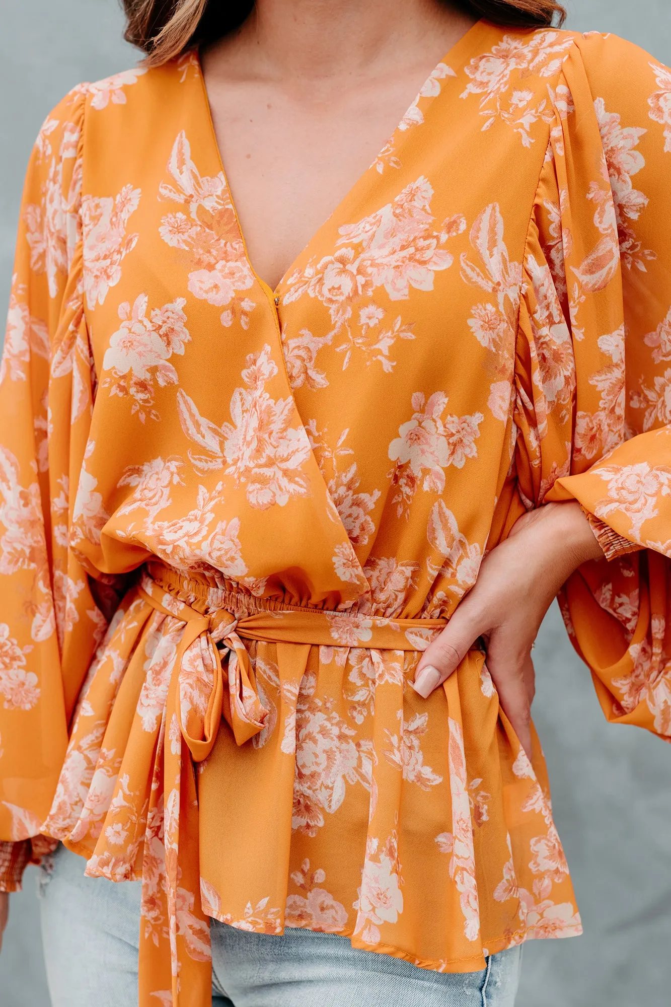 Signed With Love Long Sleeve Floral Top (Rust)