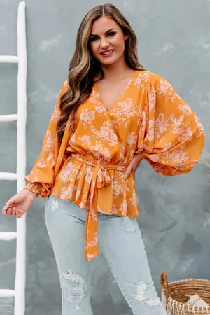 Signed With Love Long Sleeve Floral Top (Rust)