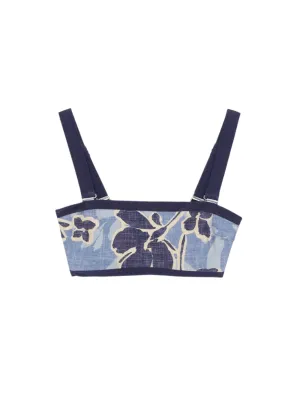 Simkhai Luthea Bikini Top Blue Hydrangea Floral