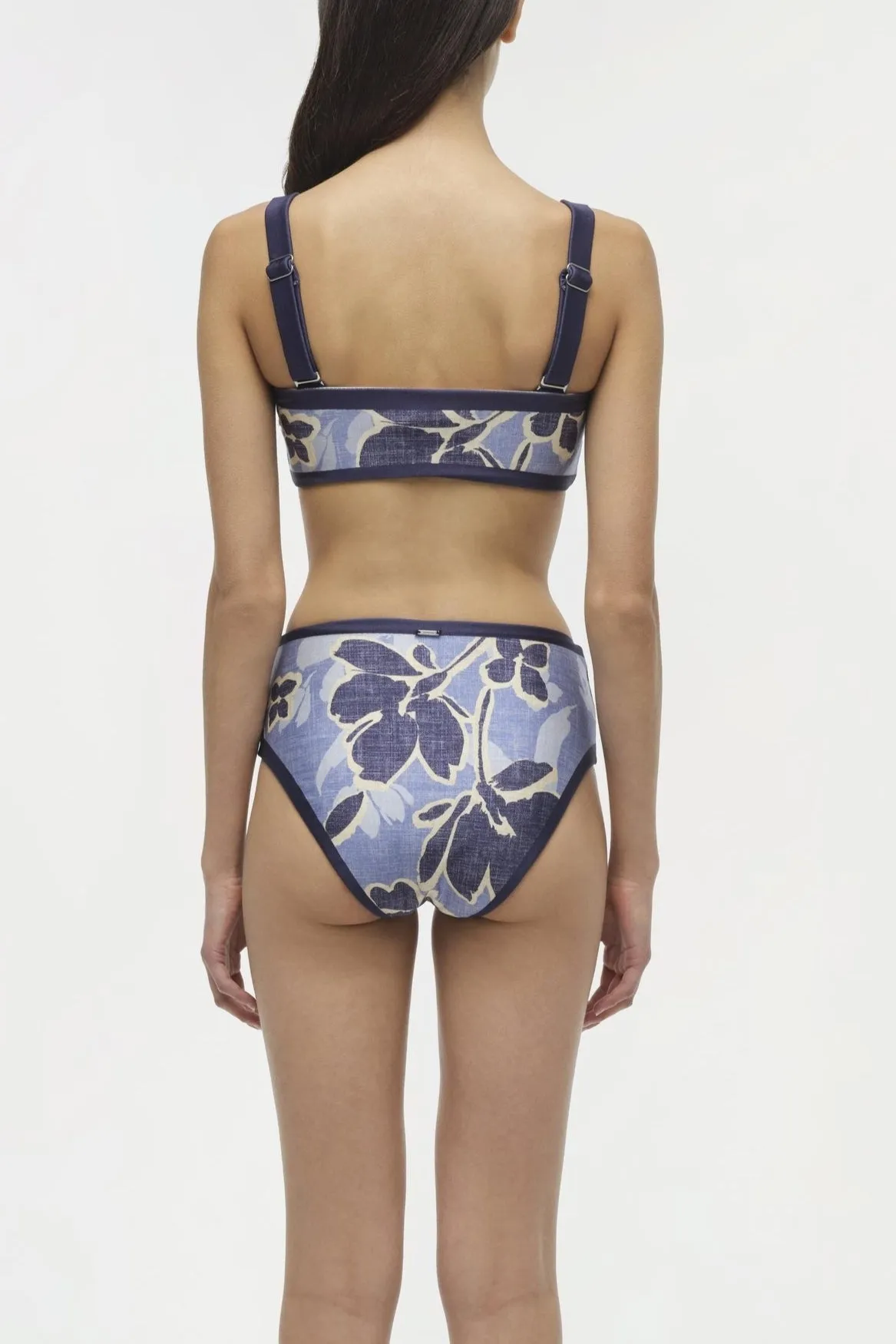 Simkhai Luthea Bikini Top Blue Hydrangea Floral