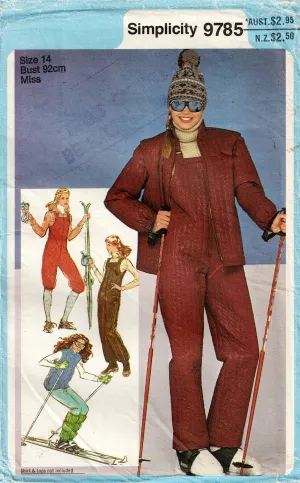 Simplicity 9785 Womens RETRO Ski Suit Jacket & Leg Warmers 1980s Vintage Sewing Pattern Size 14 Bust 36 inches