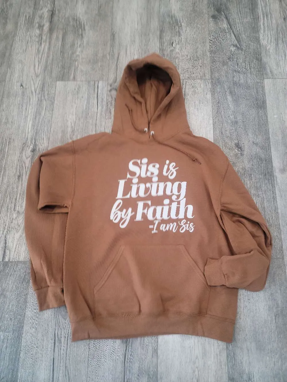 Sis Is Living By Faith Hoodie - Golden Brown/White