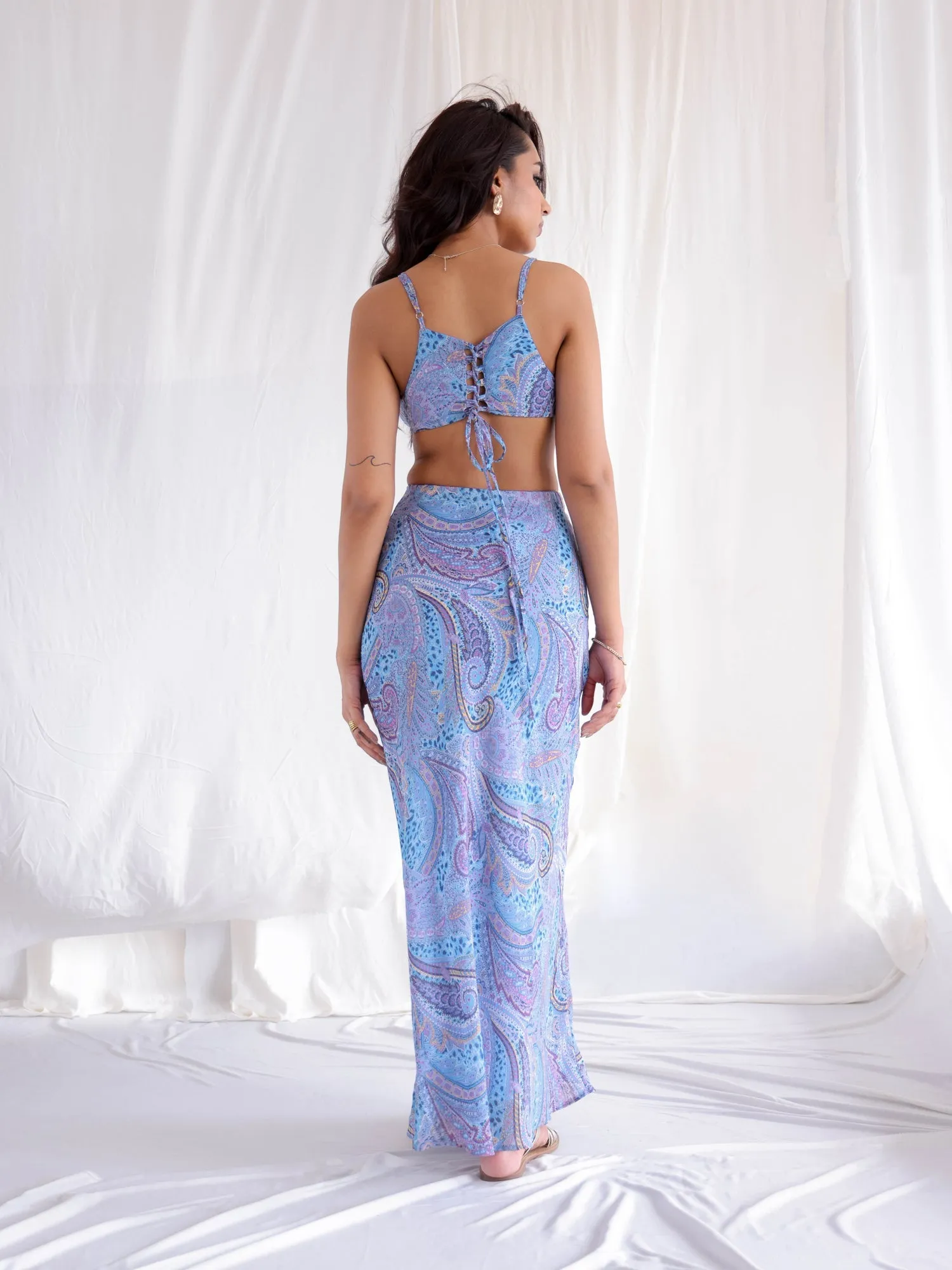 Sleeveless Printed Bustier Top