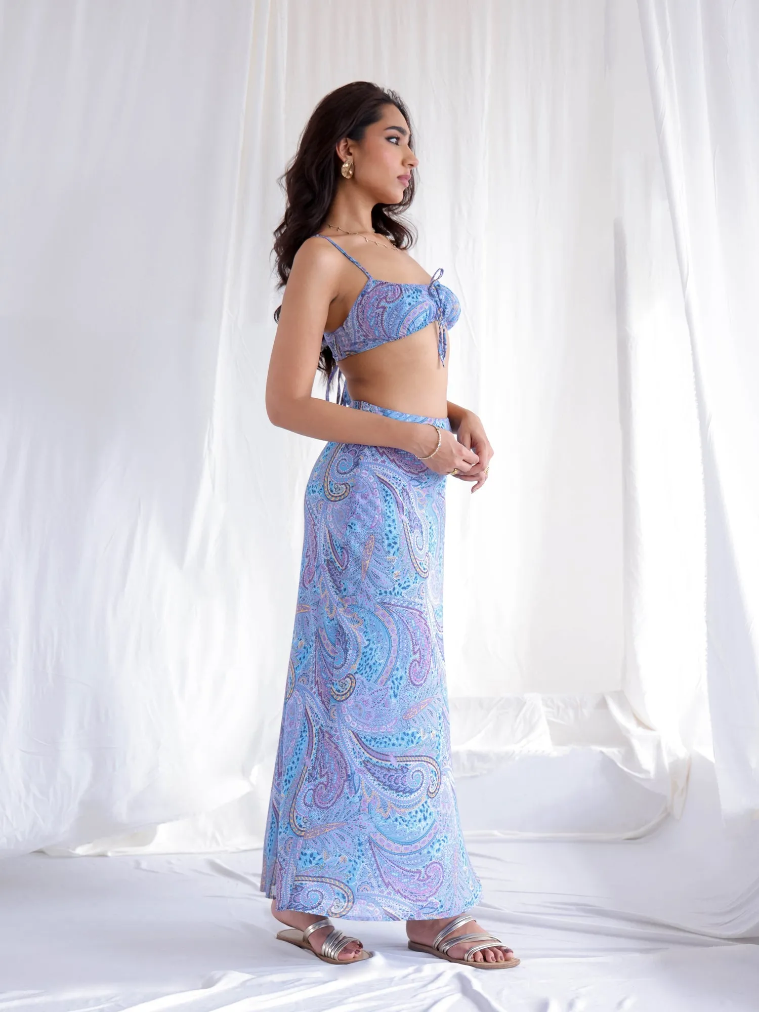 Sleeveless Printed Bustier Top