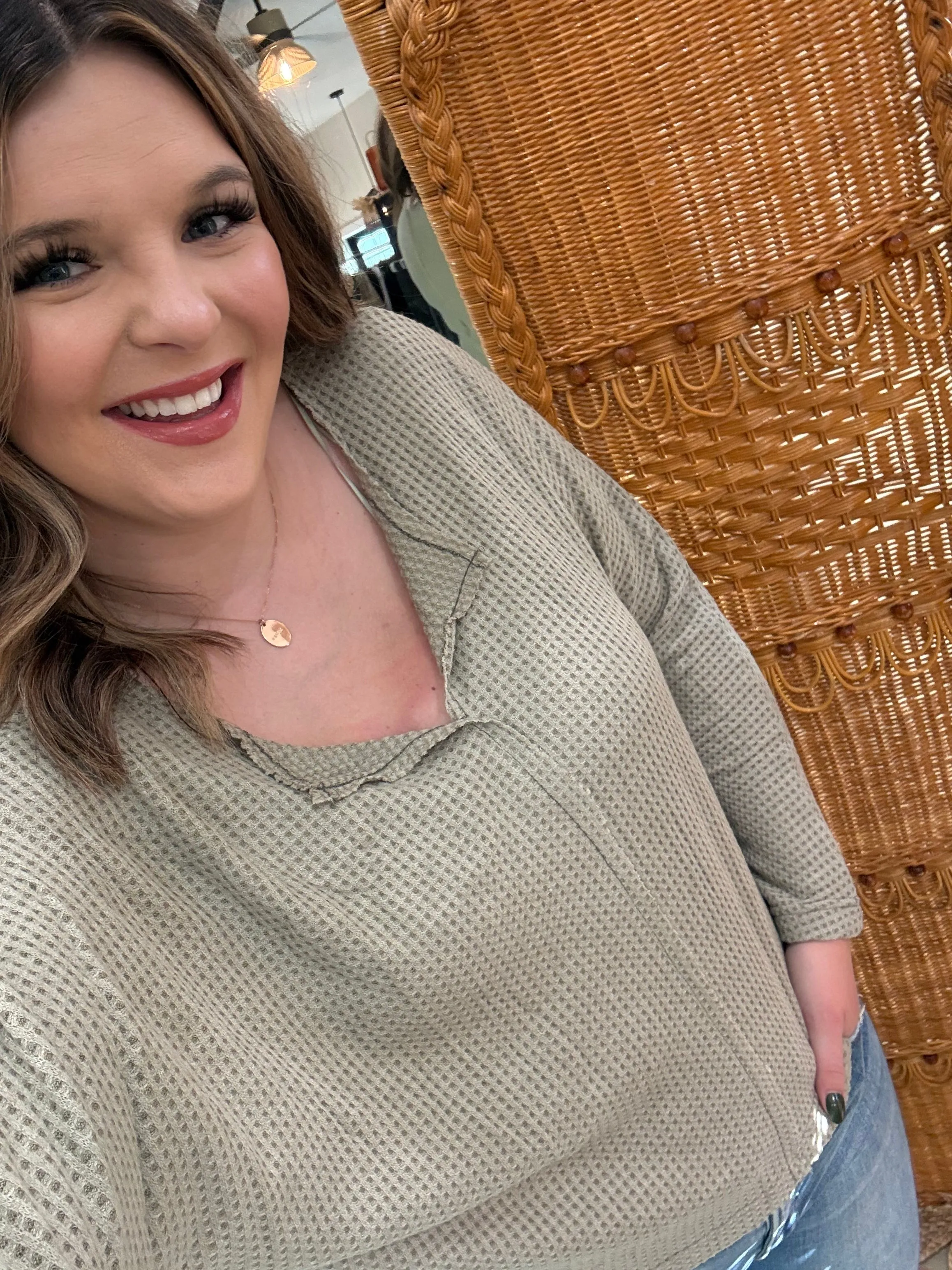 Slit Neck Long Sleeve