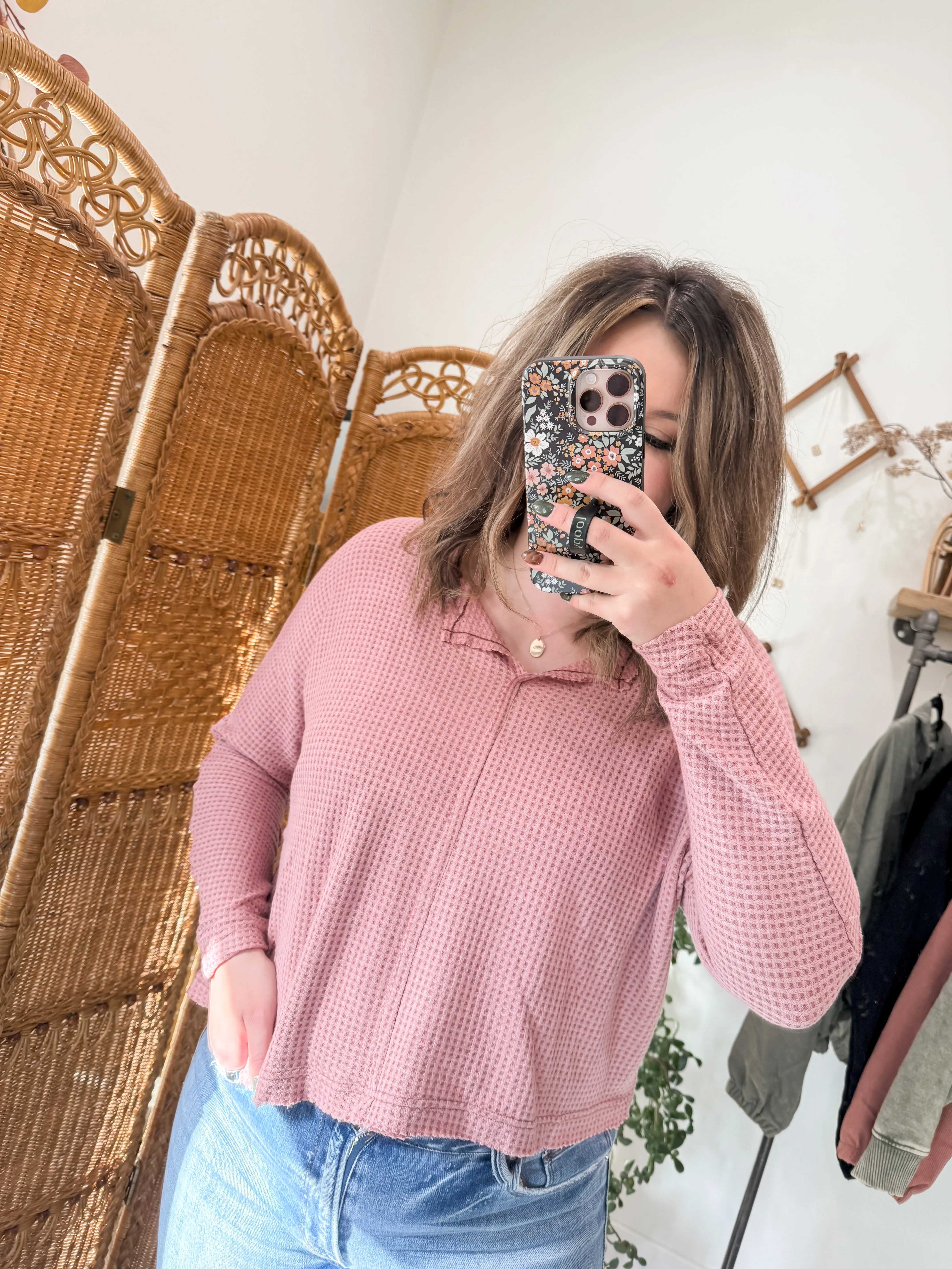 Slit Neck Long Sleeve