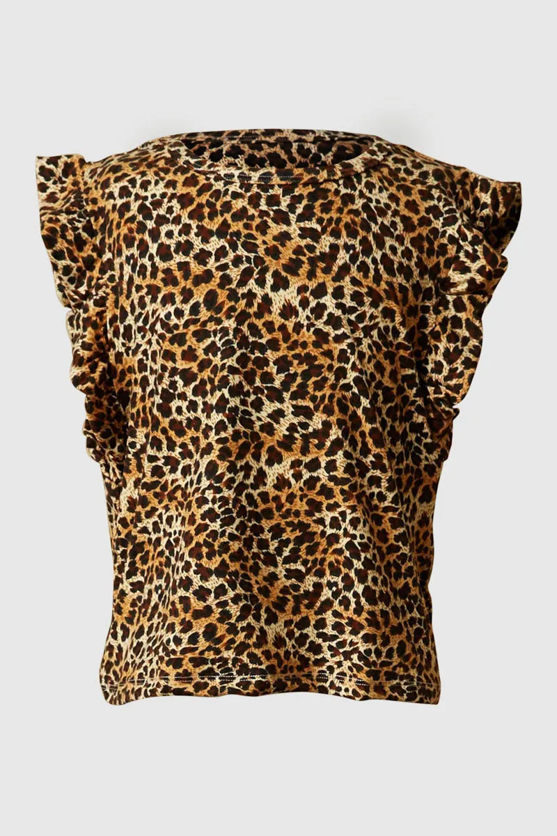 Smithsonian Ruffled Cheetah Print Tank