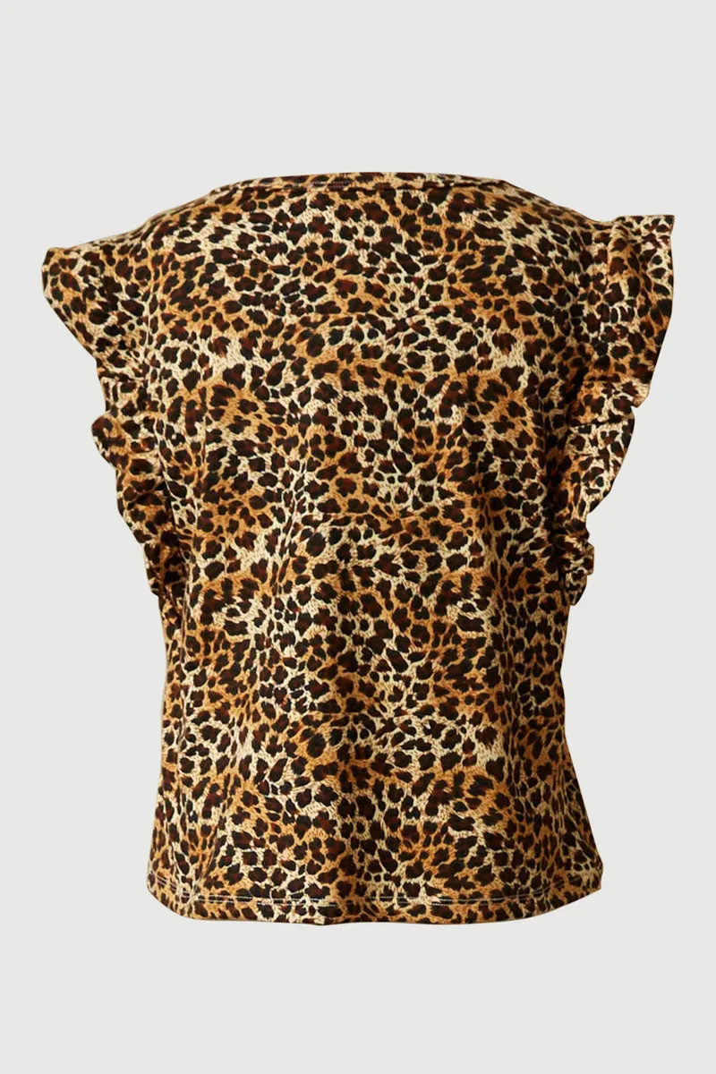 Smithsonian Ruffled Cheetah Print Tank