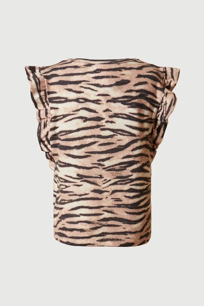 Smithsonian Tiger Print Ruffled Knit Tank