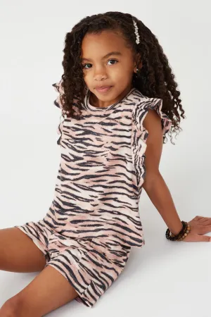 Smithsonian Tiger Print Ruffled Knit Tank