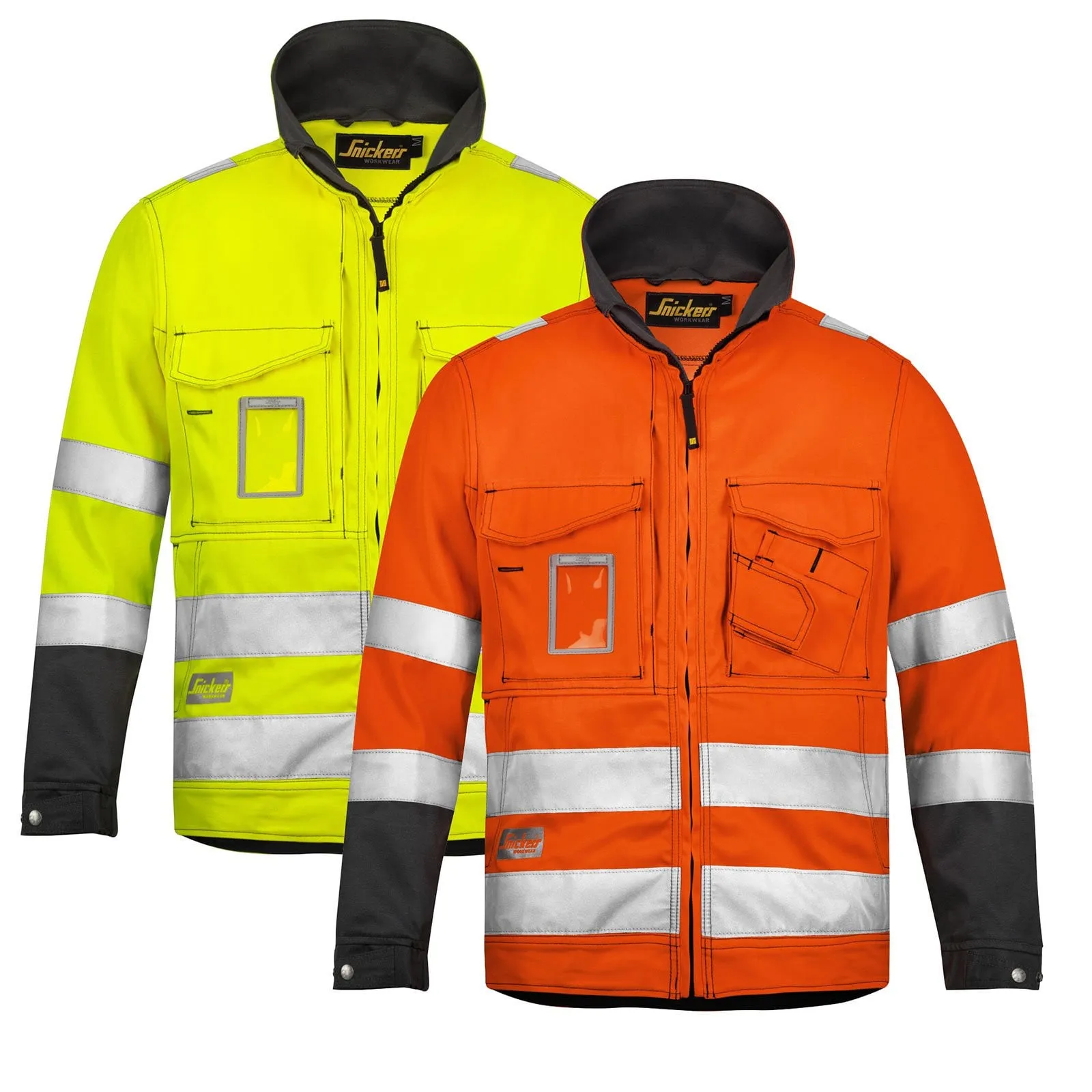 Snickers Hi Vis Work Jacket Hardwearing Cotton / Polyester Class 3 - 1633