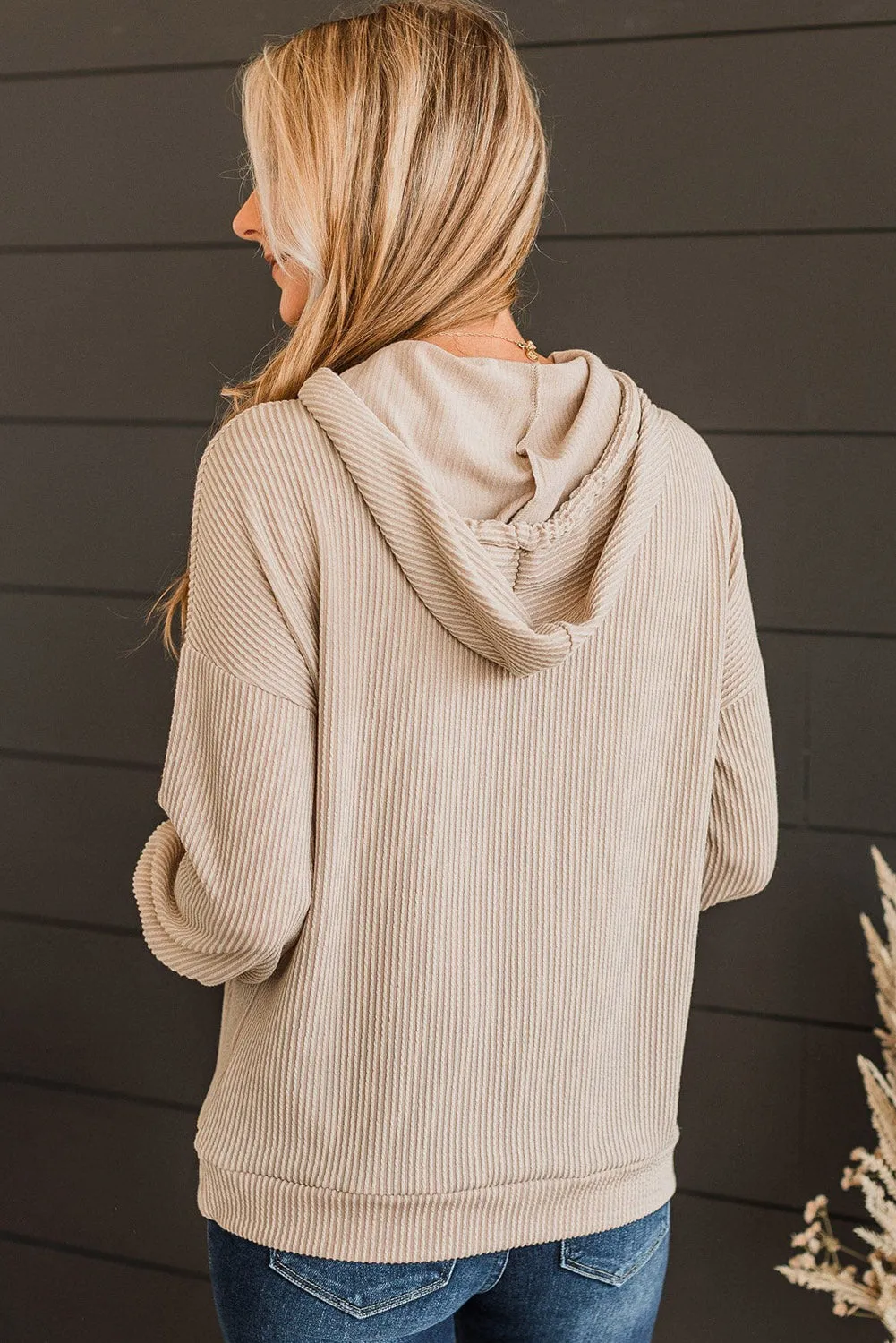 Snow White Corded Drawstring Pullover Hoodie