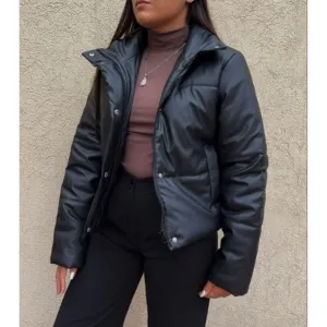 Solid Color Long Sleeve Zipper Front Casual Padded Coat