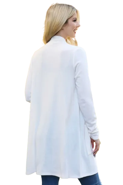 Solid Front Pockets Open Cardigan Beige - Pack of 4