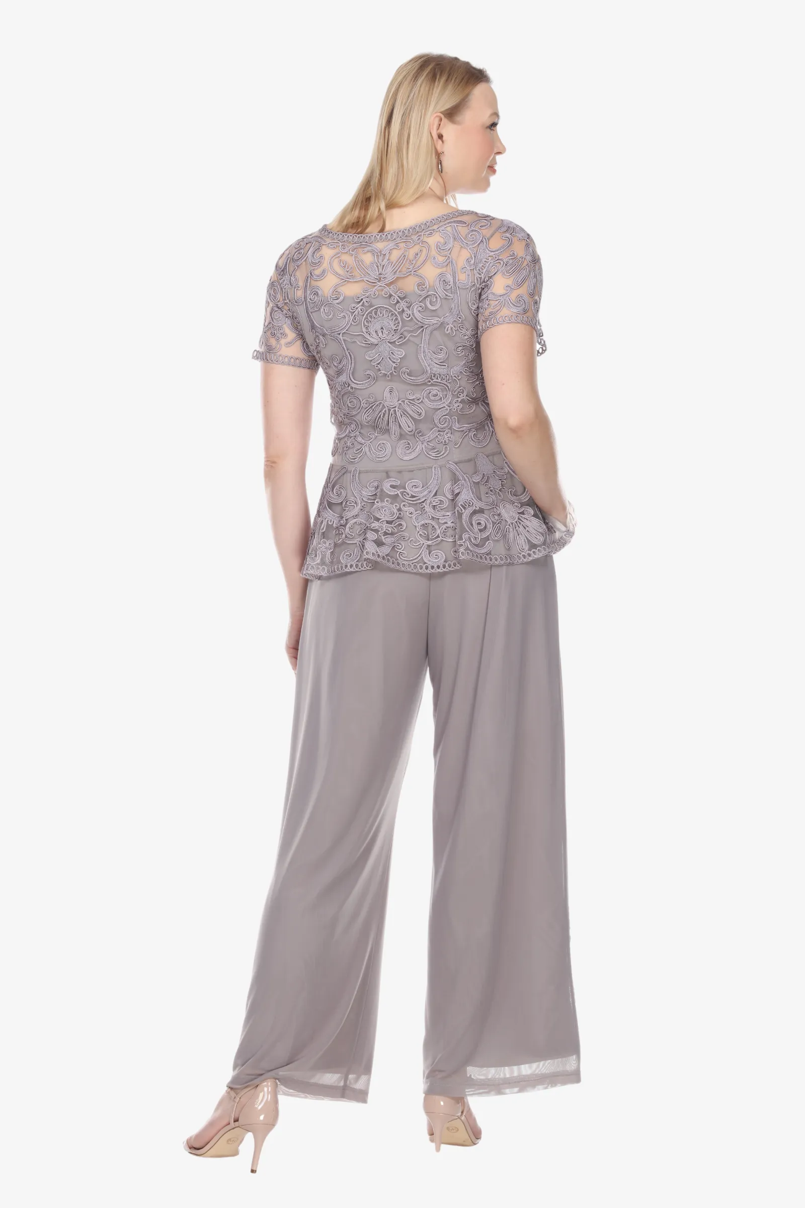 Soulmates 1902 Peplum Short Sleeve Top with Special Occasion Pants Set