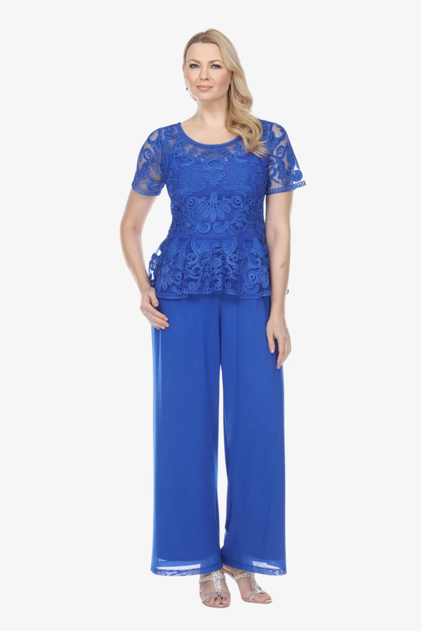 Soulmates 1902 Peplum Short Sleeve Top with Special Occasion Pants Set