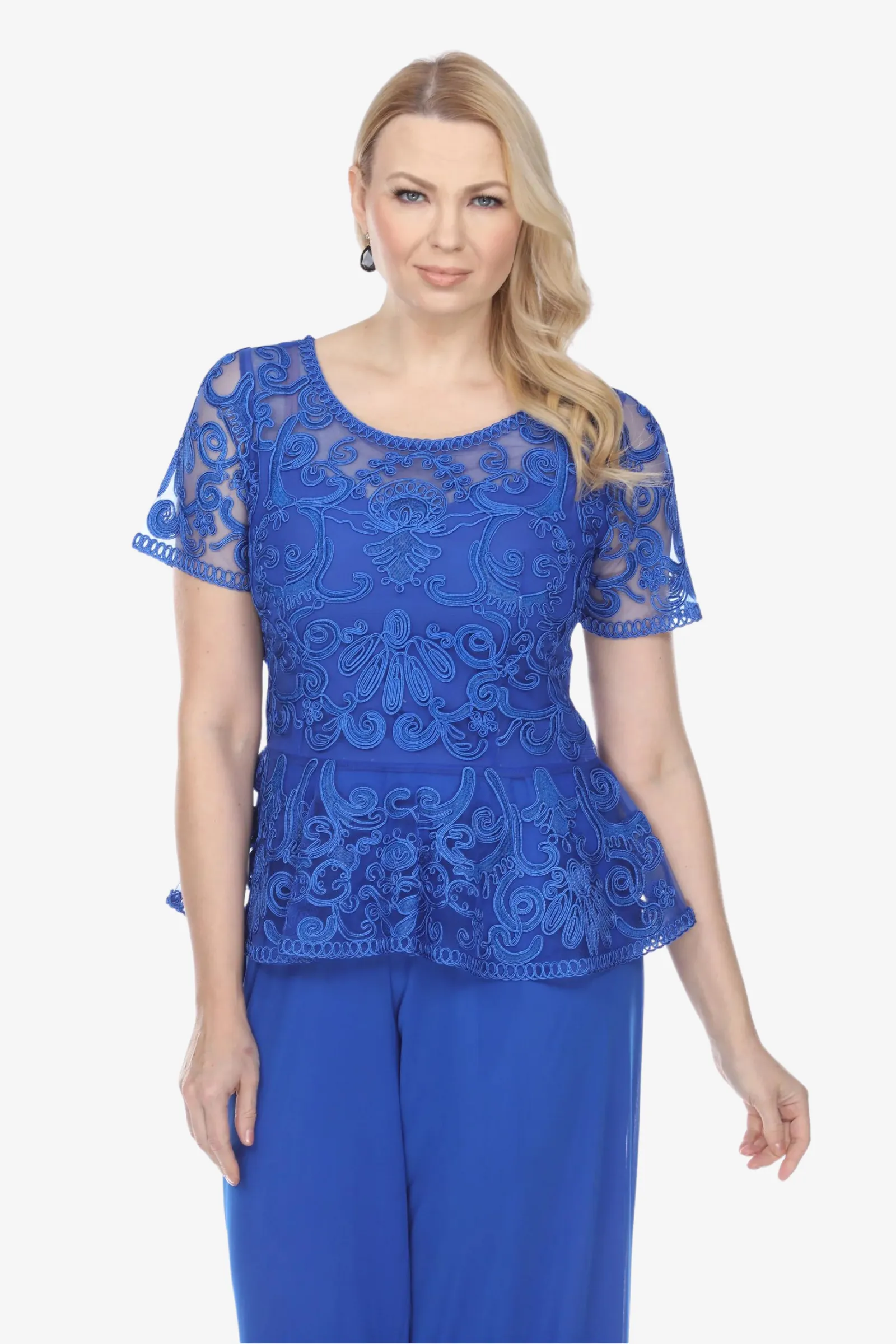 Soulmates 1902 Peplum Short Sleeve Top with Special Occasion Pants Set