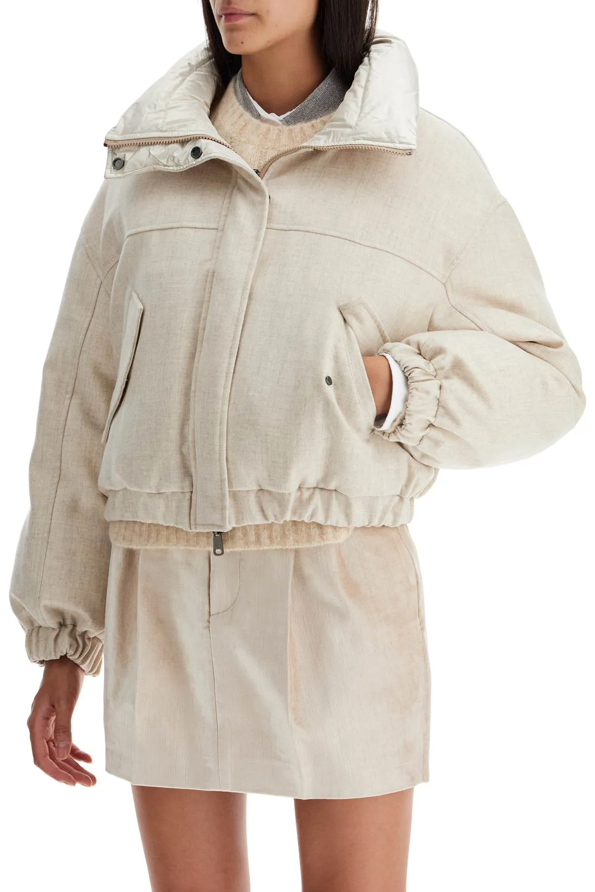sparkling canvas down jacket with mon