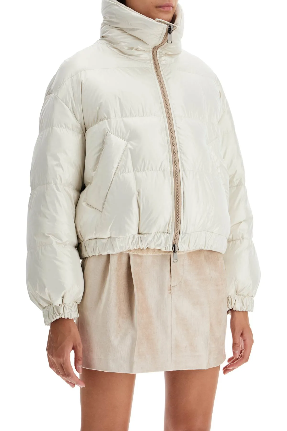 sparkling canvas down jacket with mon